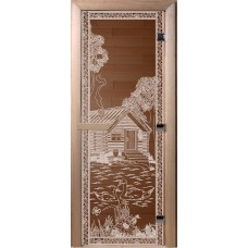 Дверь Банька в лесу Бронза прозрачная