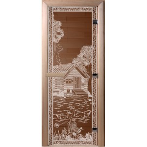 Дверь Банька в лесу Бронза прозрачная