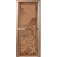 Дверь Банька в лесу Бронза матовая