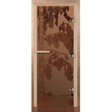 Дверь для бани Сила Алтая Береза Бронза матовая 190х70мм стекло 8мм лиственная коробка 3 петли