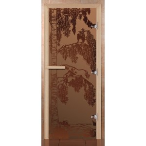 Дверь для бани Сила Алтая Береза Бронза матовая 190х70мм стекло 8мм лиственная коробка 3 петли