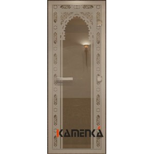 Дверь Doorwood Alum Восточная арка бронза прозрачная, коробка-алюминий 70х190см